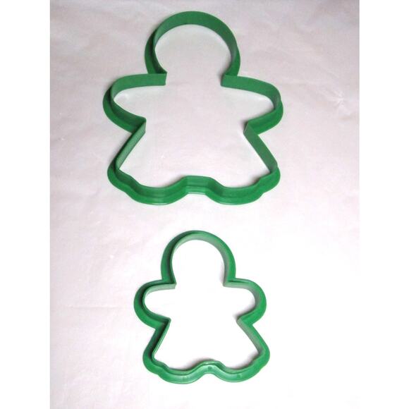 Wilton Cookie Cutters Snowman or Gingerbread Man Green Plastic Set of Two - Picture 2 of 2